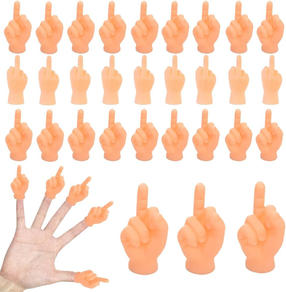 30 Pack Tiny Middle Finger Hands, Flat Hand Style Mini Hand Puppet,Tiny Hand