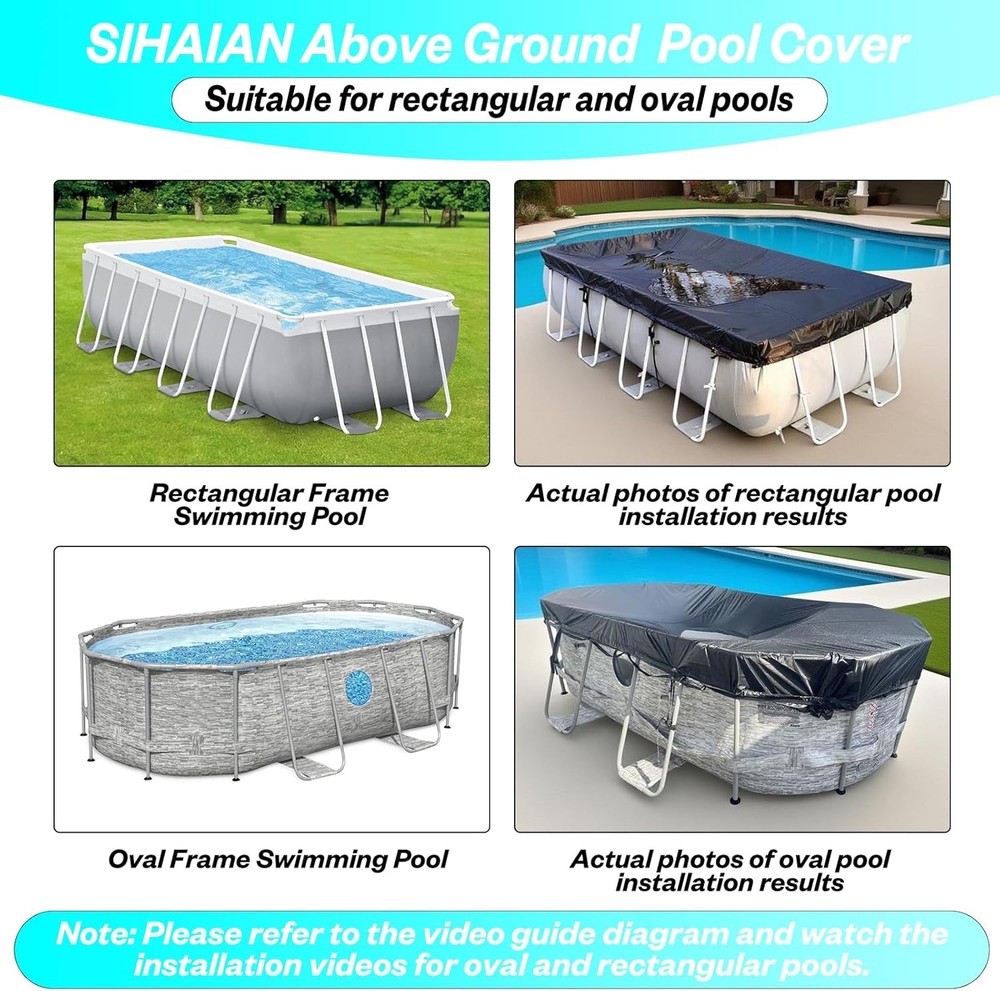 SIHAINA 16x25Ft Rectangular Pool Cover with Side Storage NEW