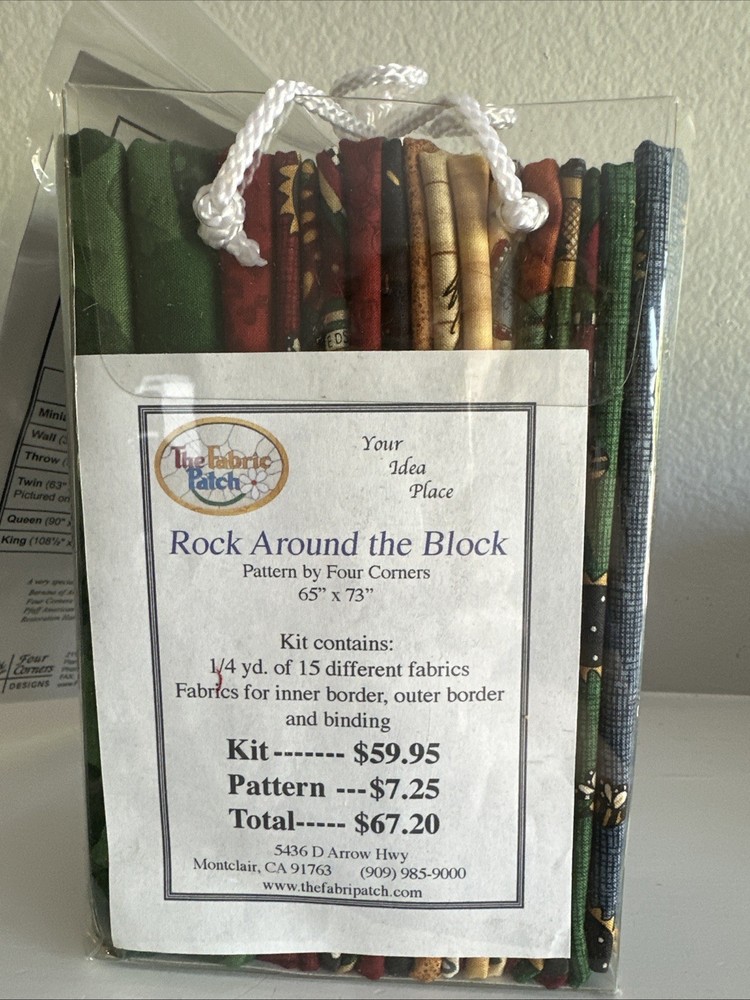 Four Corners Quilt Pattern w/Fabric for Borders & Binding ROCK AROUND THE BLOCK