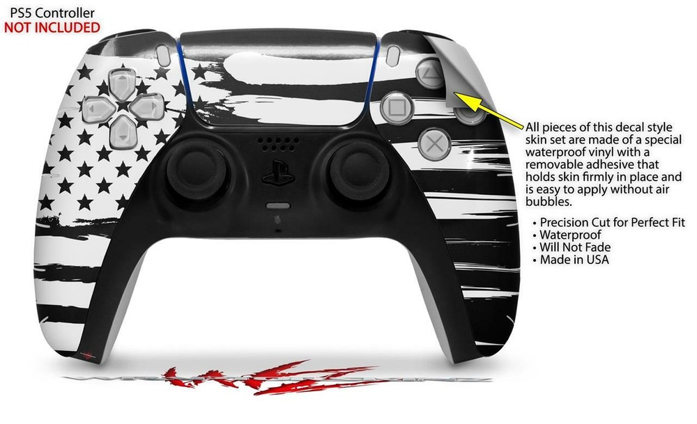 Skin Sony PS5 Controller Brushed USA American Flag