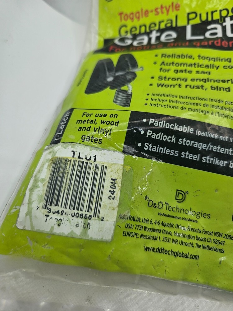 Padlock Gravity Gate Latch D&D Technologies TL01 T-Latch Action Gate Latch