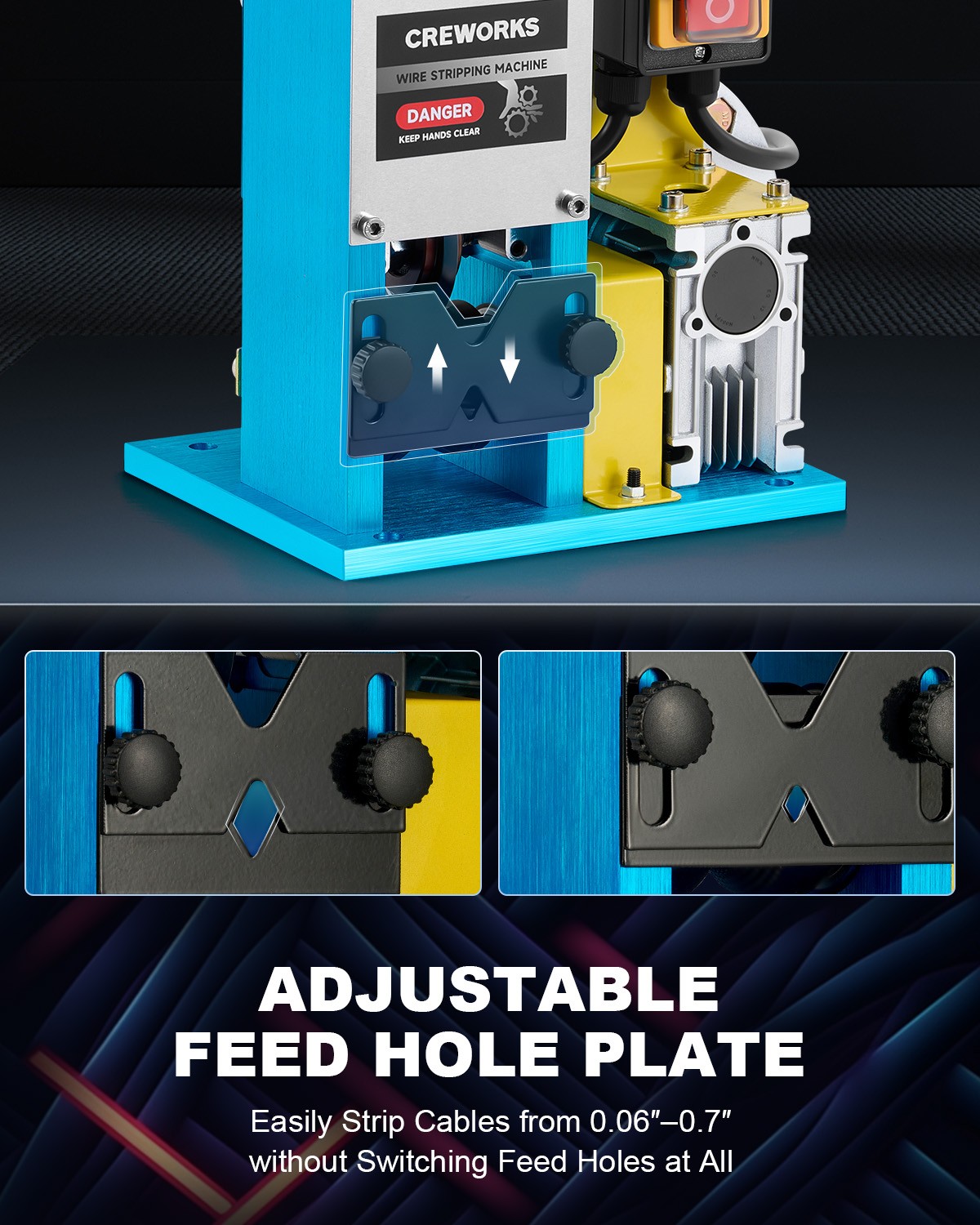 CREWORKS 0.04-1.18 inch Automatic Electric Wire Stripping Machine Wire Stripper