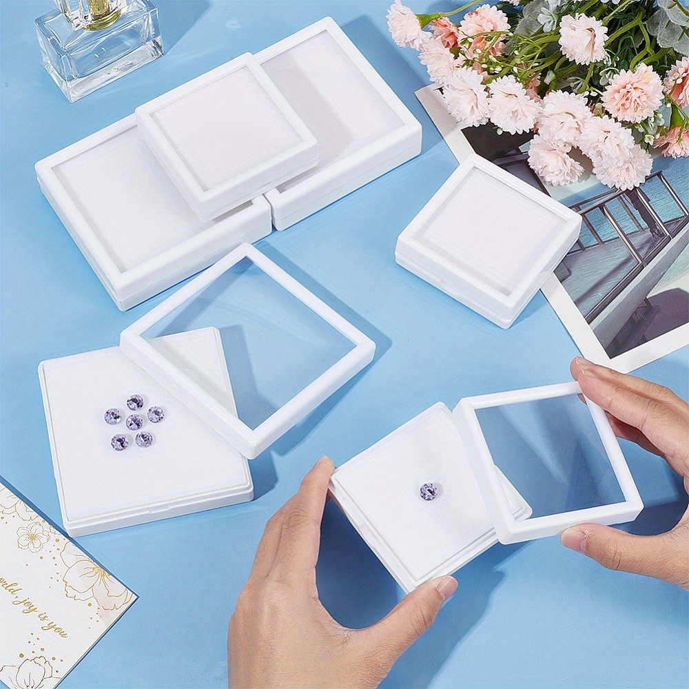 1bag 6pcs 2 styles Square Plastic Loose Storage boxes Display Case with Clear