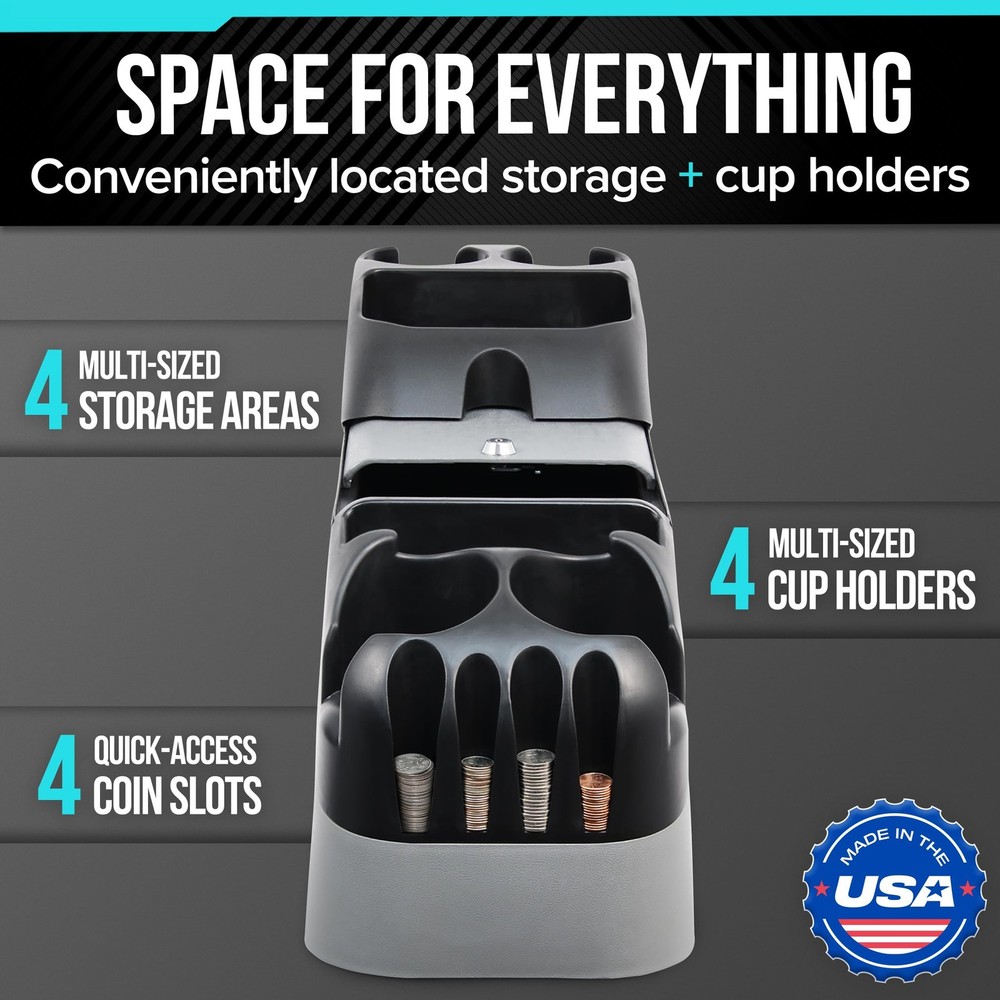 Center Console for Minivans, SUVs, Middle Van Console, Extra Cup Holders, Lar...