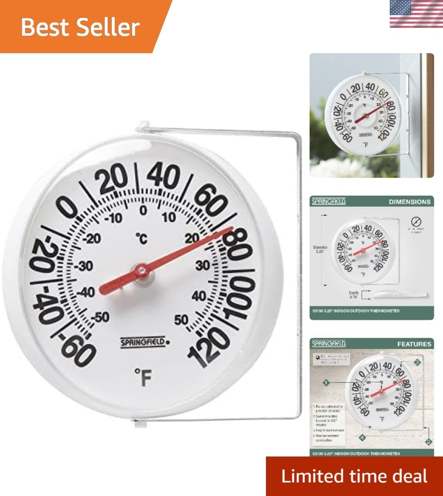 Durable Shatterproof Thermometer with Bracket - Accurate Temperatures from -60°F