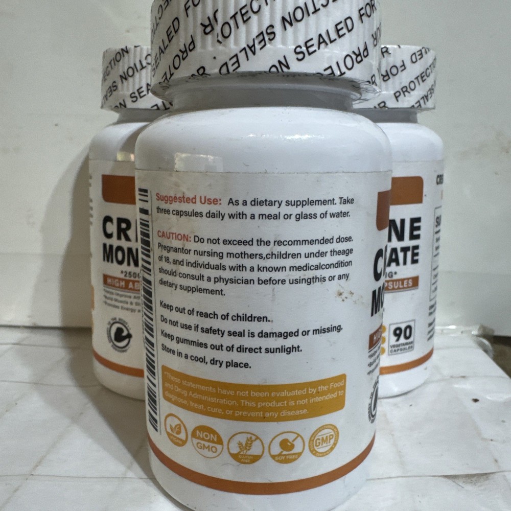 3 pack Elevate Life Creatine Monohydrate 2500Mg 360 Capsules