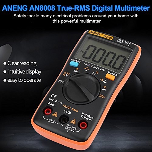 True RMS Digital Multimeter with Continuity & Diode Test, AC DC Voltage,