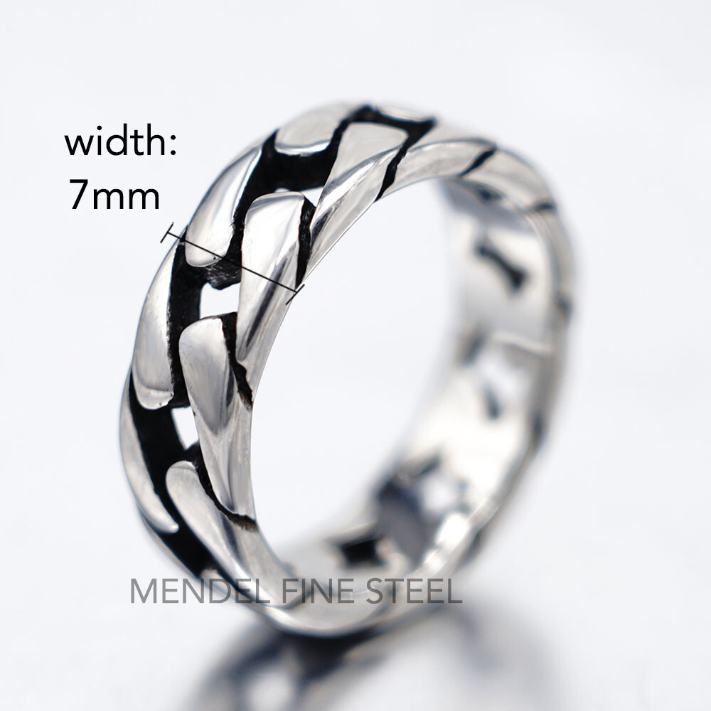 MENDEL Gold Plated Mens Biker Cuban Link Band Ring Men Stainless Steel Size 7-15