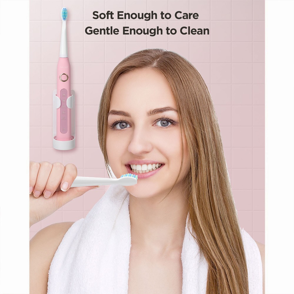 Fairywill Sonic Electric Toothbrush Rechargeable 8 Replacement Heads Smart Timer