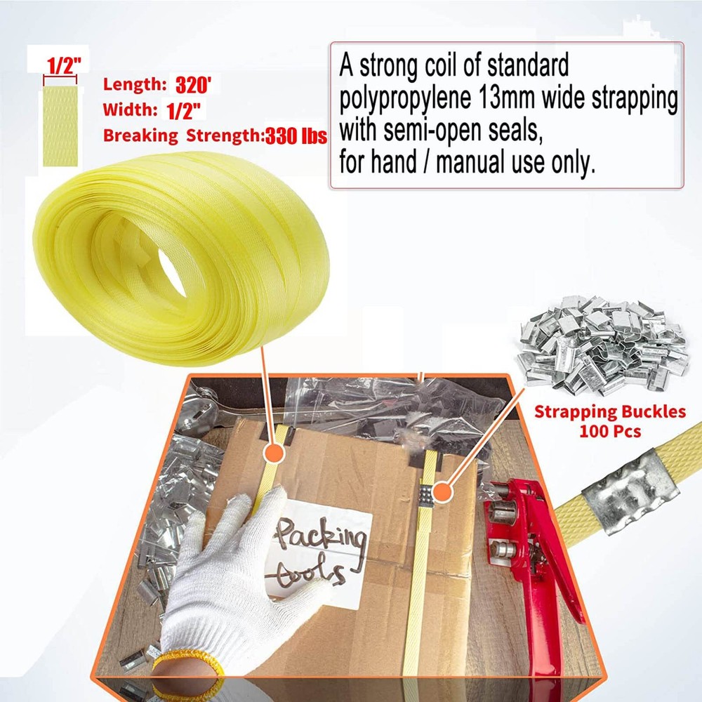 Poly Strap, Polypropylene Strapping 320' Length 1/2"Width 330lbs. Break Strength