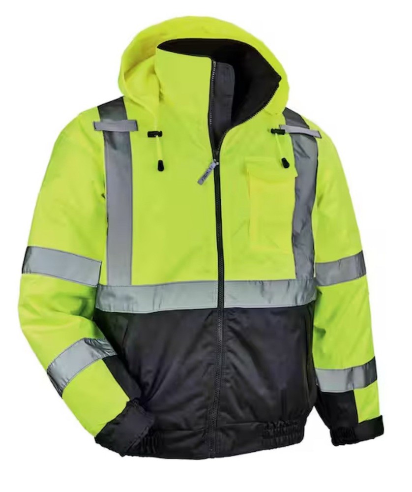 GloWear 8377 Type R Class 3 Lime Quilted Bomber Jacket XL