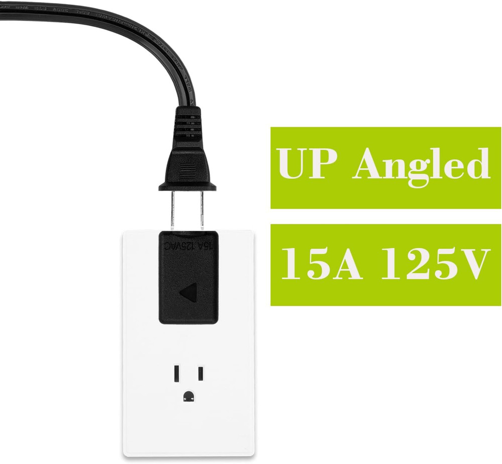 Right Angle Adapter,2-Prong 90 Degree Upward Angled AC Adapter, Polarized 2-Pron