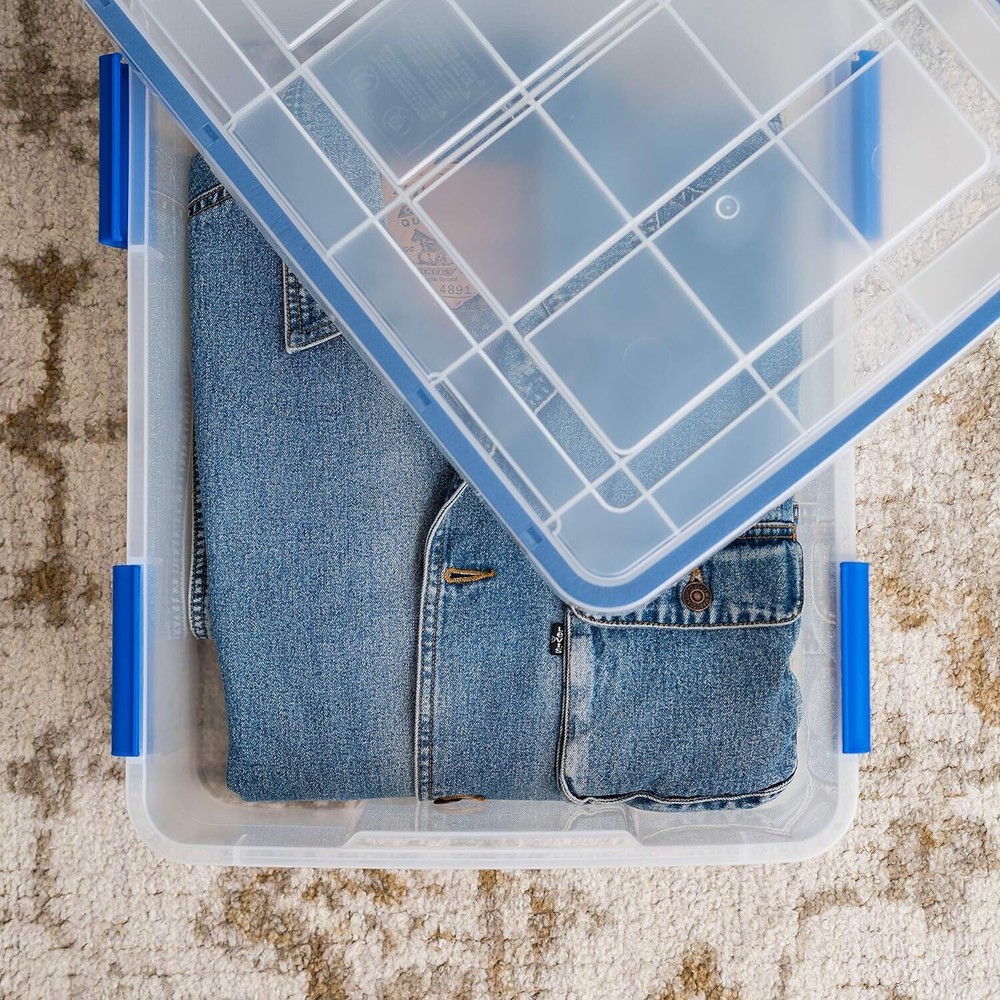 3 Pack 26.5-Qt Plastic Storage Box Stackable Containers w/Latching Buckles Lid