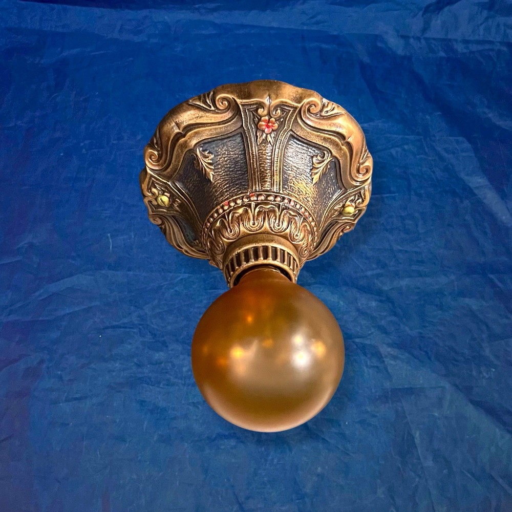 Antique Polychrome Finish Single Socket Flush Mount Fixture Rewired 57H