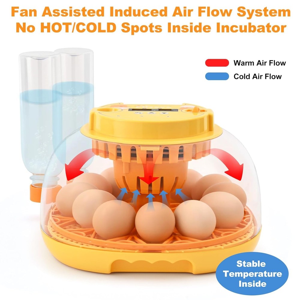 12 Egg Automatic Incubator for Hatching Chicks - Digital Egg Turner