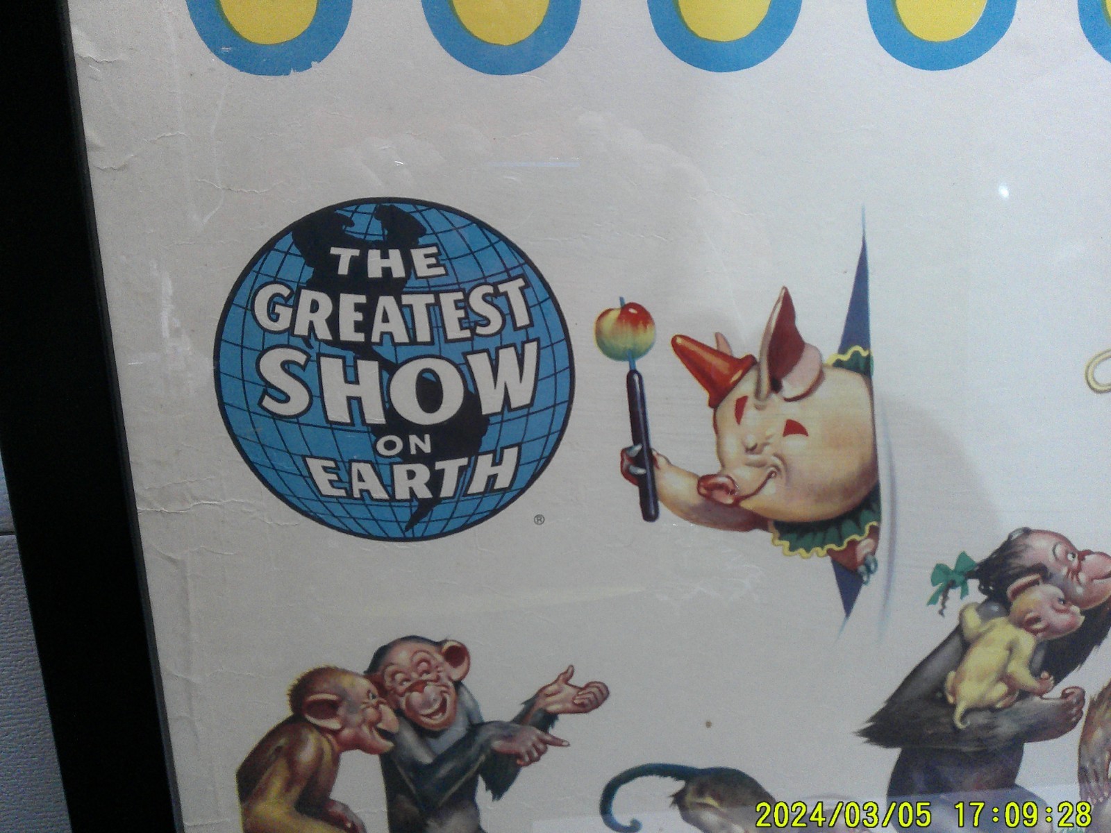 Vintage Ringling Bros Barnum & Bailey Monkey Circus Poster Artist Signed Framed