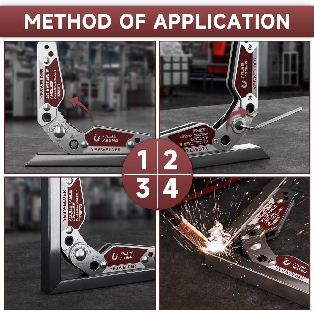 Adjustable Angle Welding Magnet 20-200° 77LB Holding Power Welding Tool