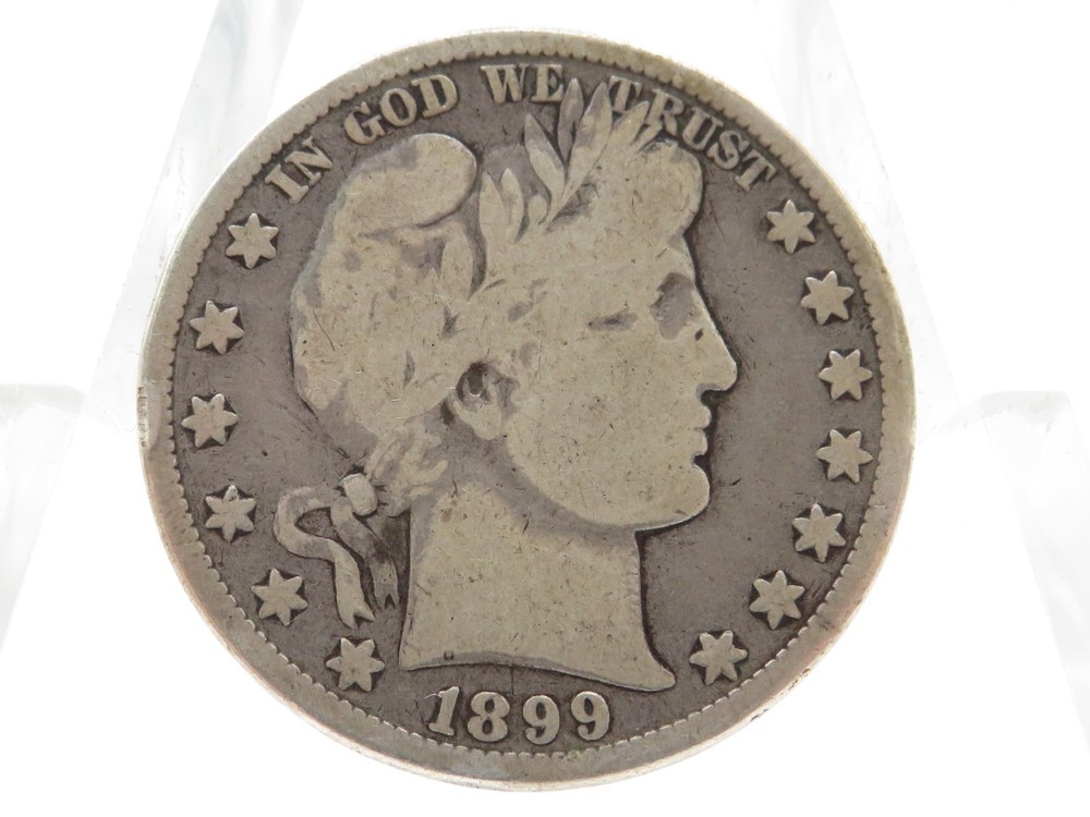 1899 BARBER HALF DOLLAR 90% US SILVER COIN G CONDITION**