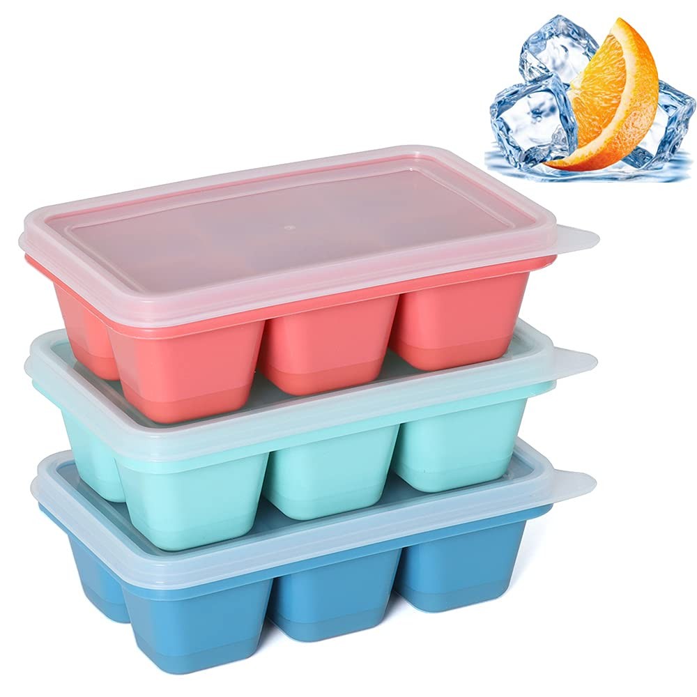 Ice Cube Trays for Freezer 3 Pack  Mini Ice Cube Trays with Lid & EasyRelease...