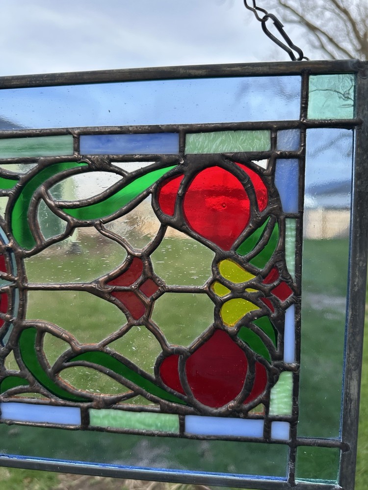 Handcrafted Compass Rose Stained Glass Panel