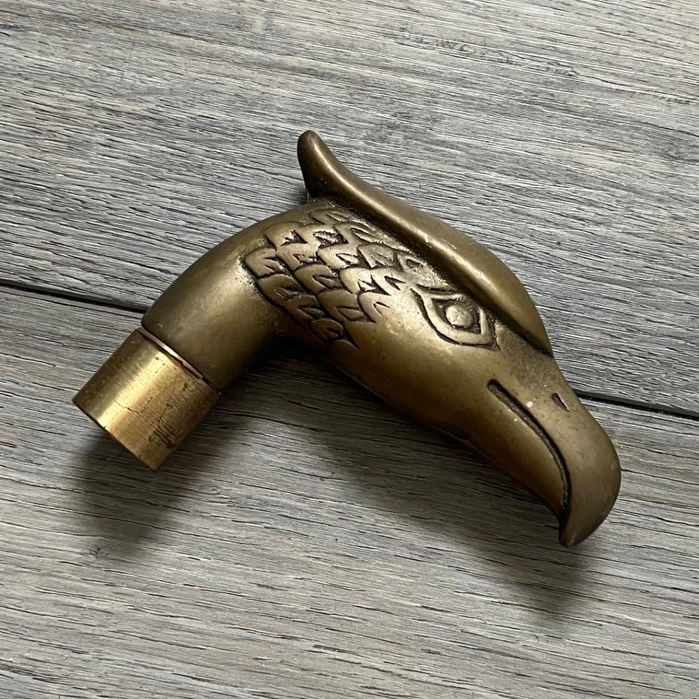 Vintage Brass Eagle Head Cane Handle Topper Walking Stick Grip