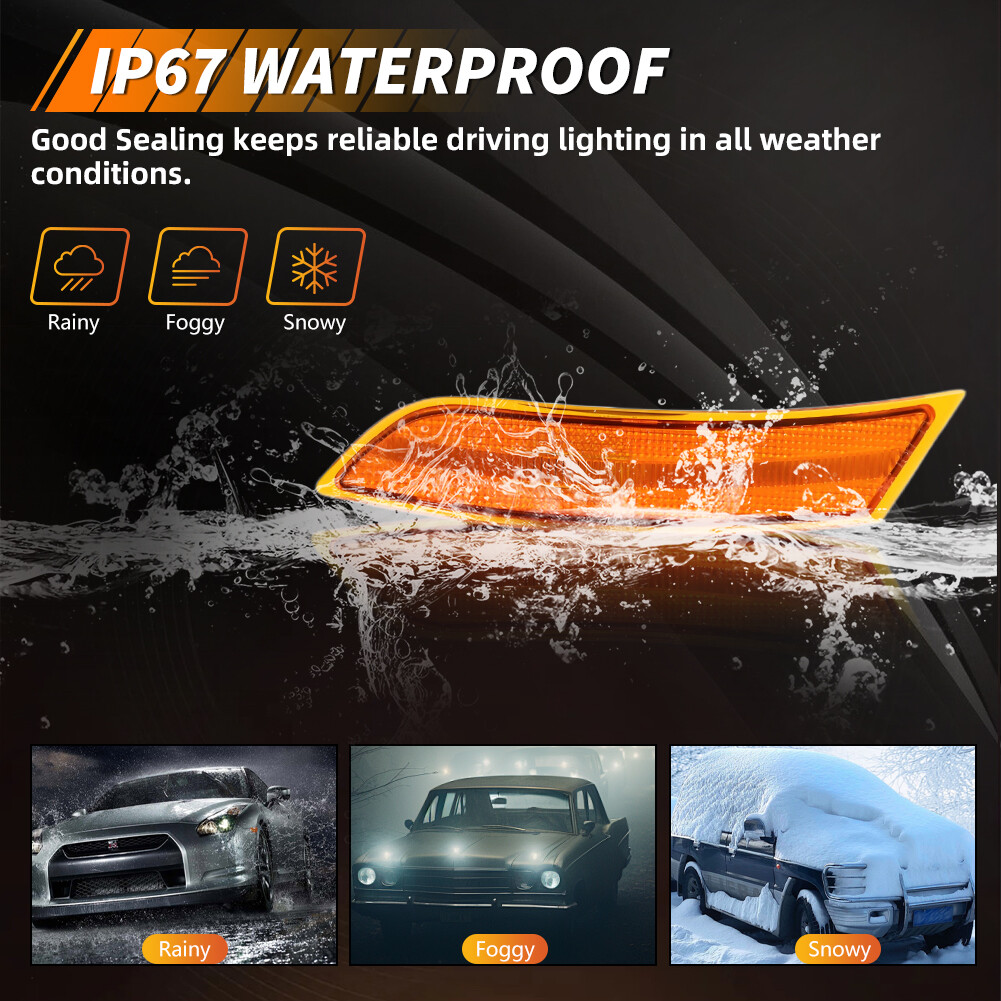 2X Amber Lens Front Bumper Side Marker Lights Set For 2013-2017 Cadillac XTS