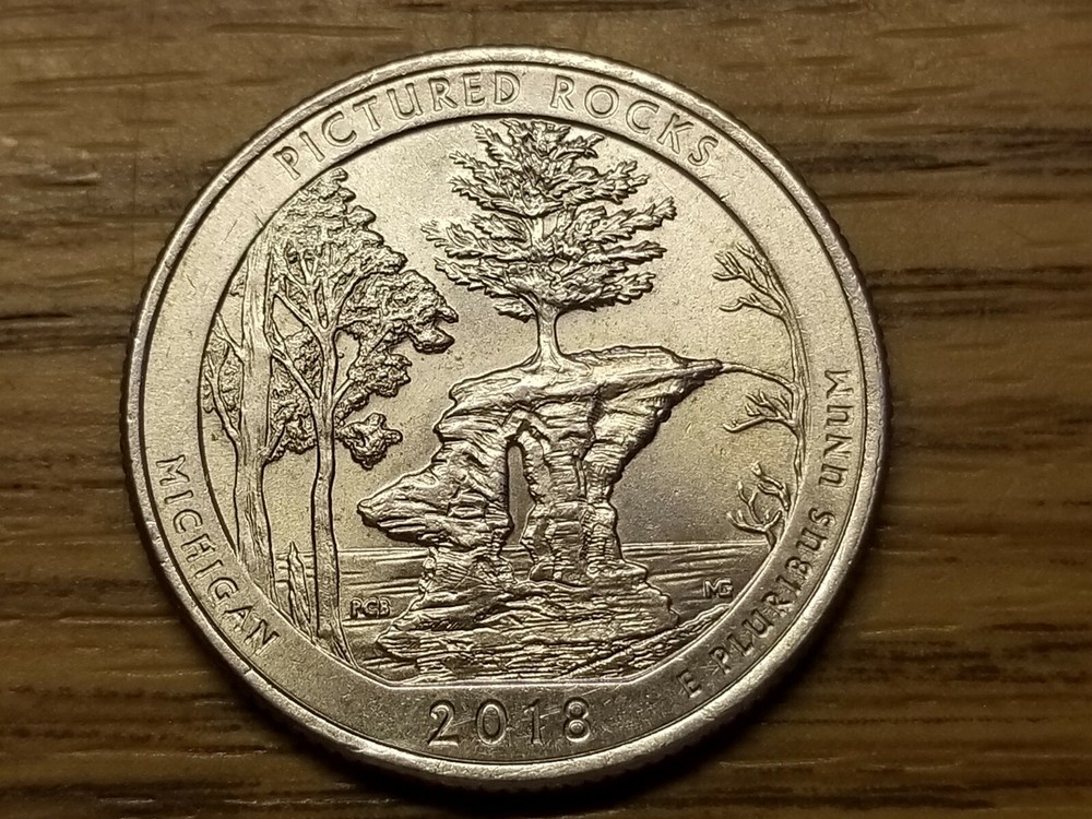 2018 p Pictured Rock ATB Quarter with a Die Chip Mint Error.