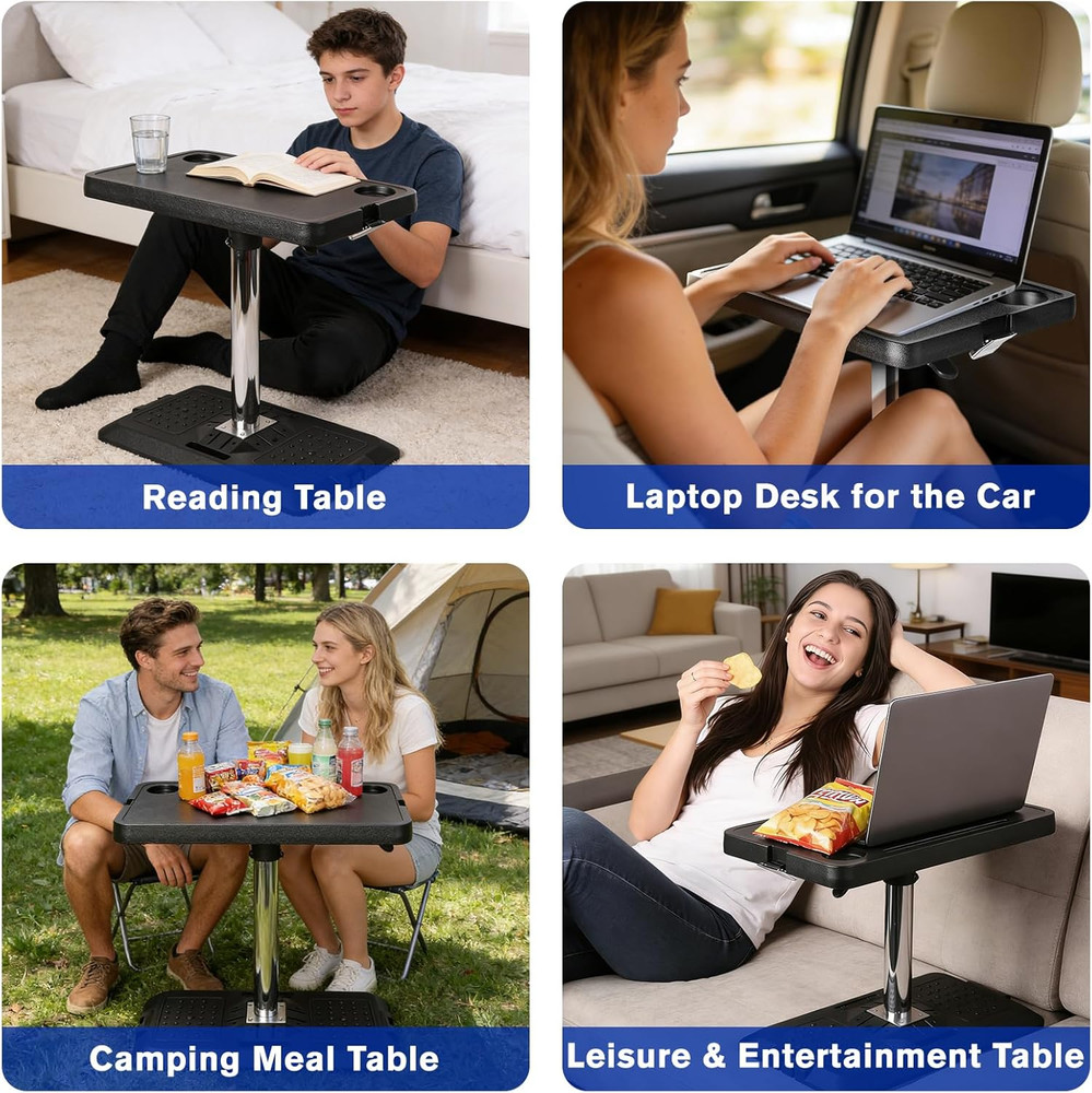 Car Seat Tray Table, Adjustable Car Desk for Laptop & Tablet, Multi-Function Tra