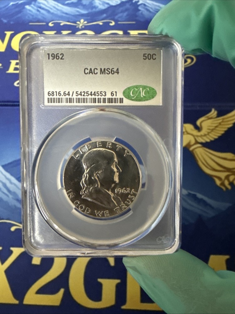 1962 P CAC MS64 Silver Benjamin Half Dollar