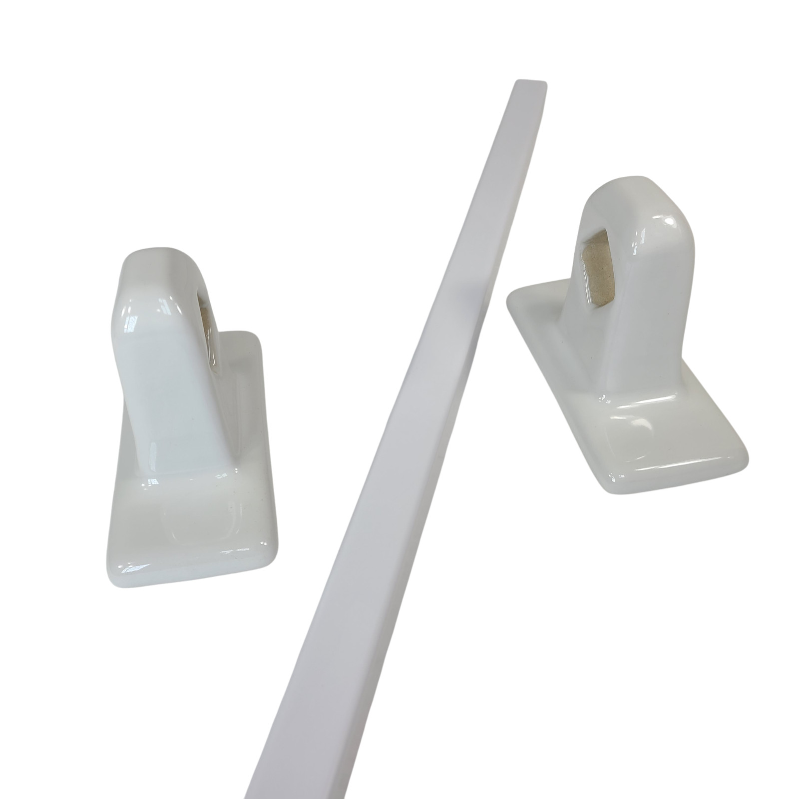 Vintage White Ceramic Tile Towel Rod Rack Post Holder Brackets 24 in Acrylic Bar