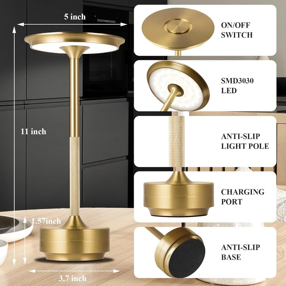 Cordless LED Touch Sensor Table Lamp Rechargeable Dimmable Bar Desk Night Light