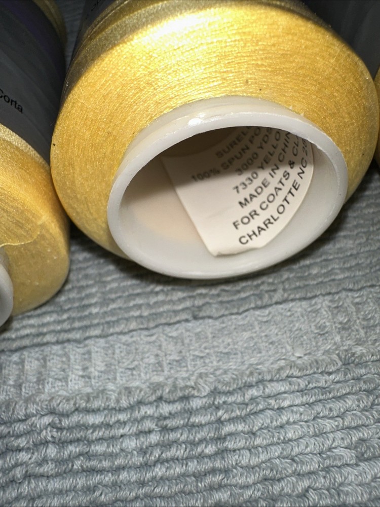 Coats Surelock 4 Spools 7330 Yellow Polyester Thread,3000 Yds