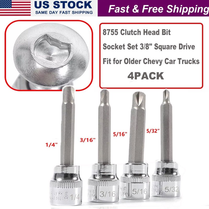 8755 Clutch Head Bit Socket Set 3/8" Square Drive Fit for Older Chevy Car Trucks