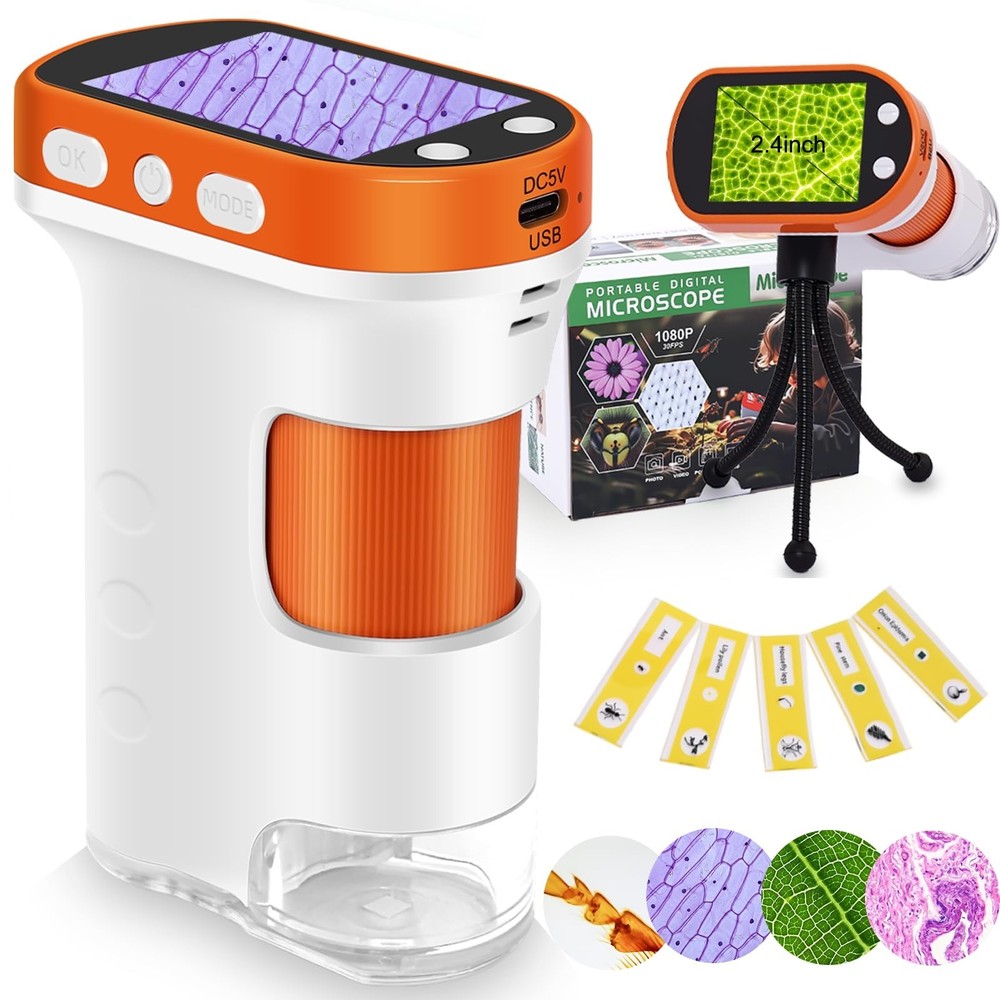 Microscope for Kids,100X-1000X Magnifications Digital Microscope-with 2.4”