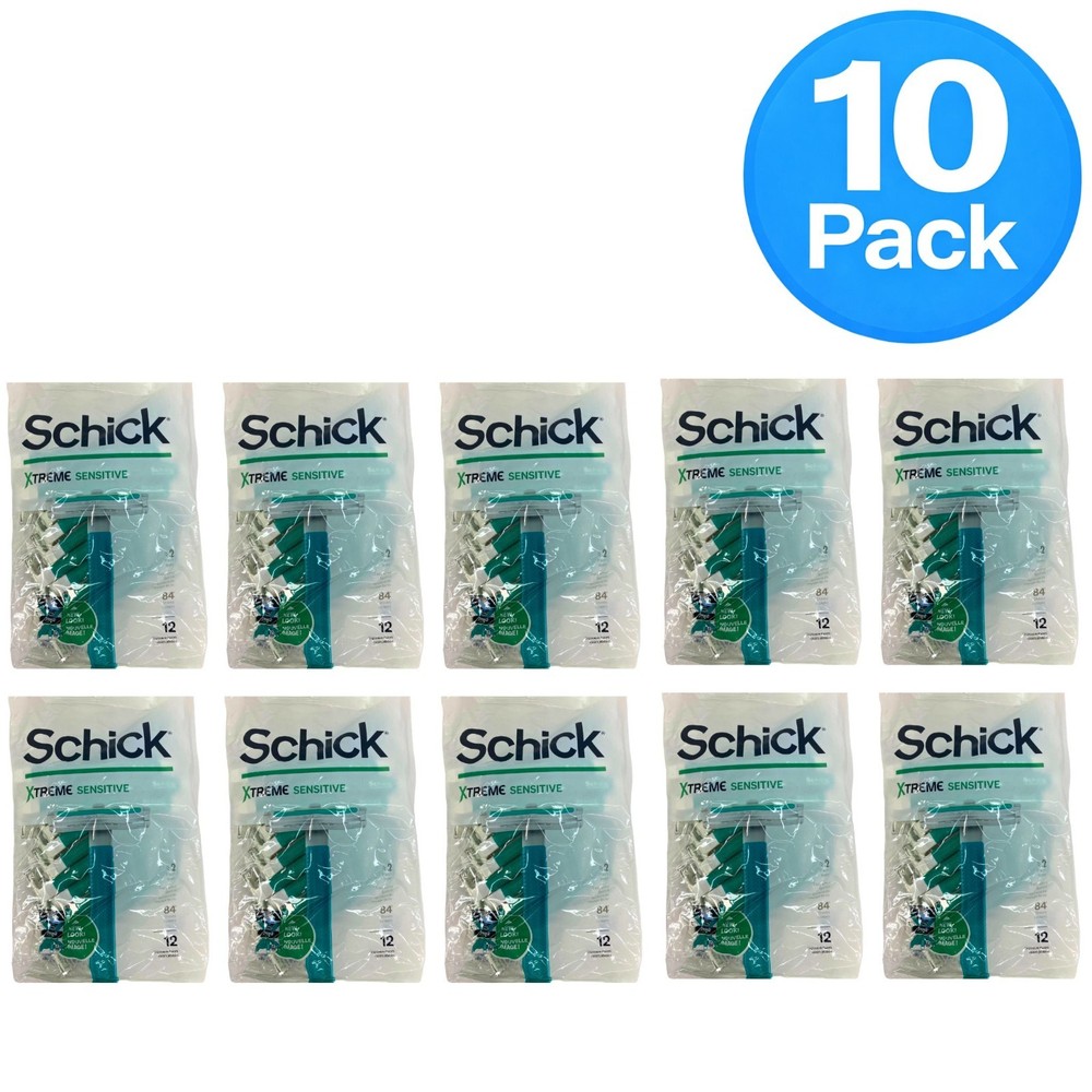 Schick Xtreme Sensitive Disposable Razors with Vitamin E 12ct 10 Pack Bundle