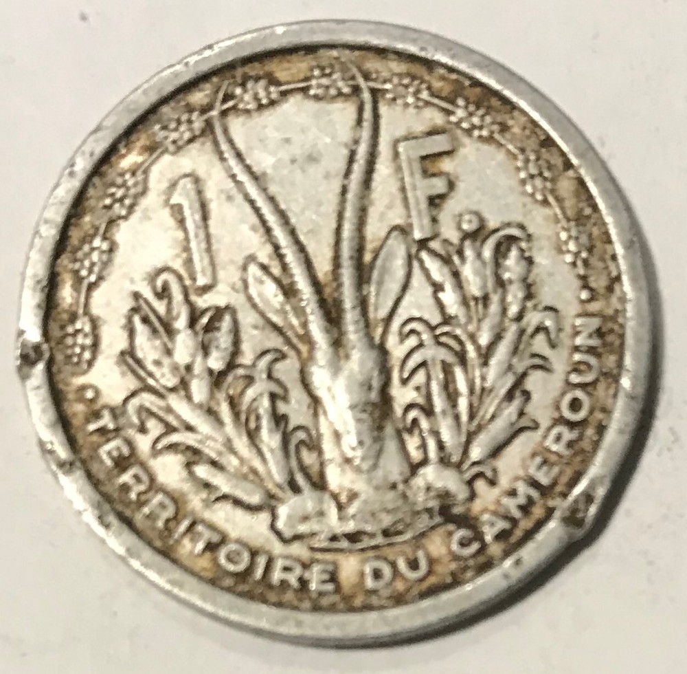 1948 Cameroon 1 Franc Coin XF