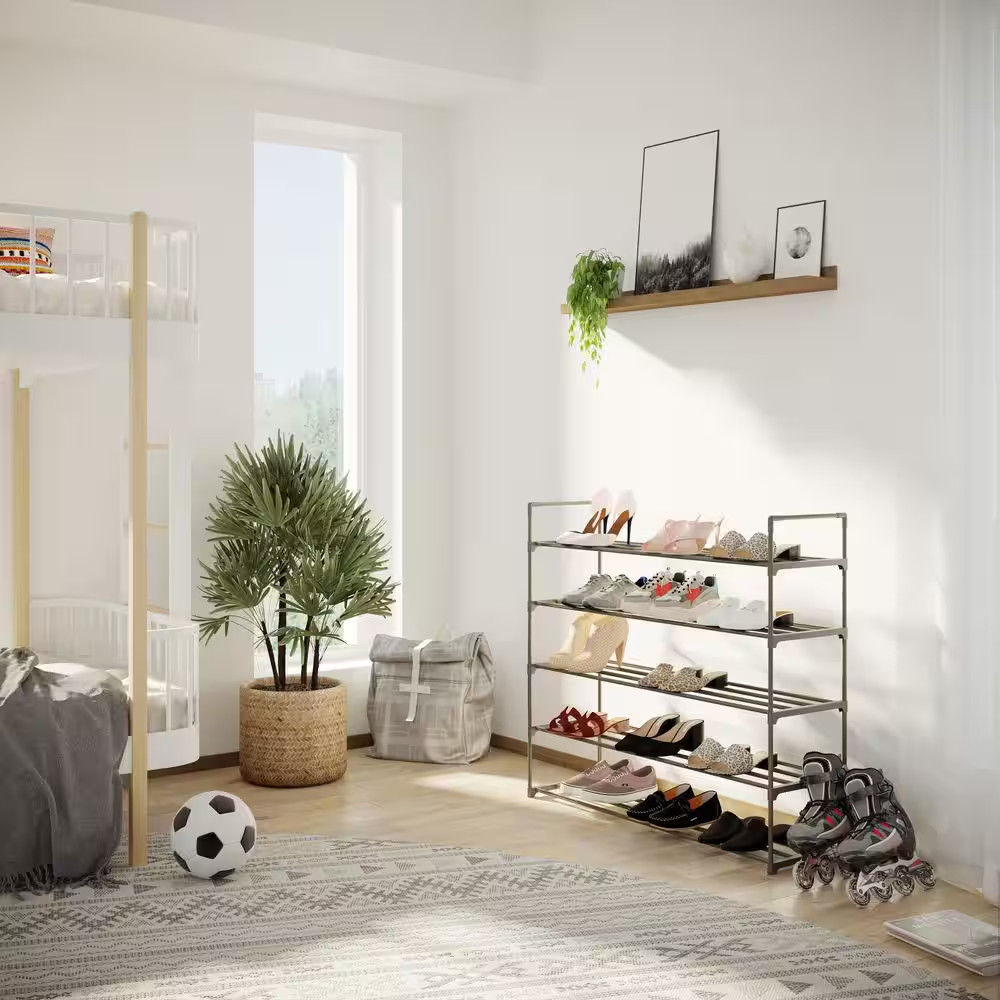 370 H 30-Pair 5-Tier Gray Polymer Shoe Rack