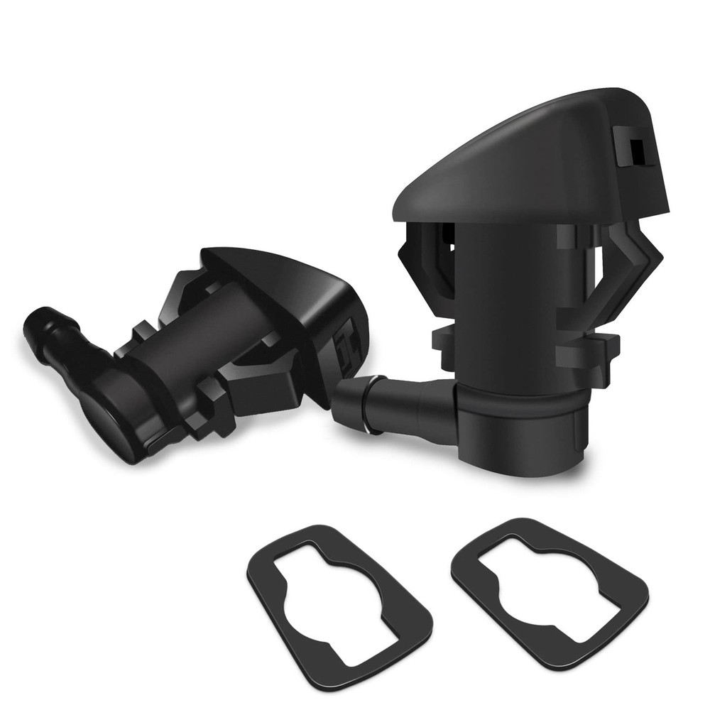 2PCS Front Windshield Washer Nozzles, Single Hole Sprayer Black