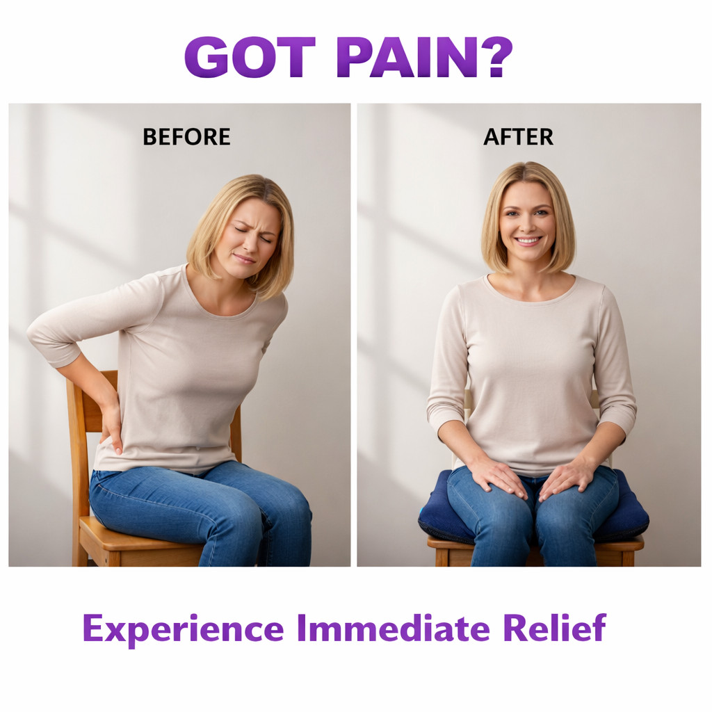 Gel Seat Cushion for Long Sitting, Ergonomic Cooling Pad, Non-Slip Cover- XLarge