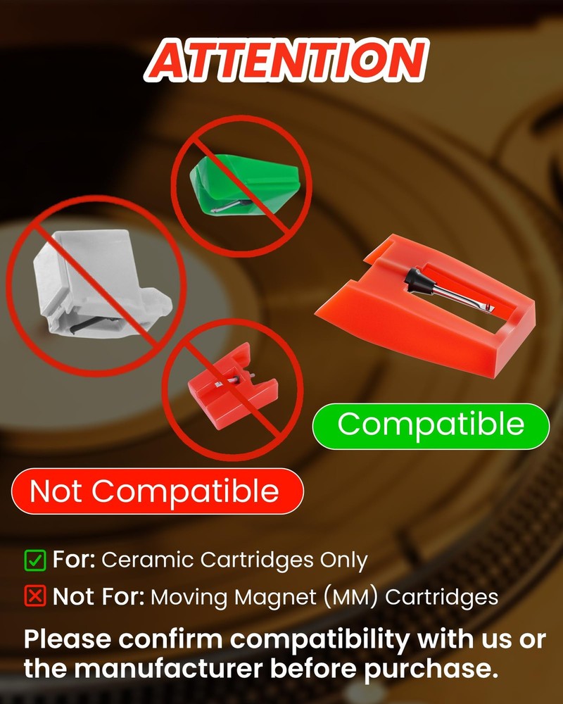 4 Pack Record Player Needle Replacement, Vinyl Needle, Easy to...