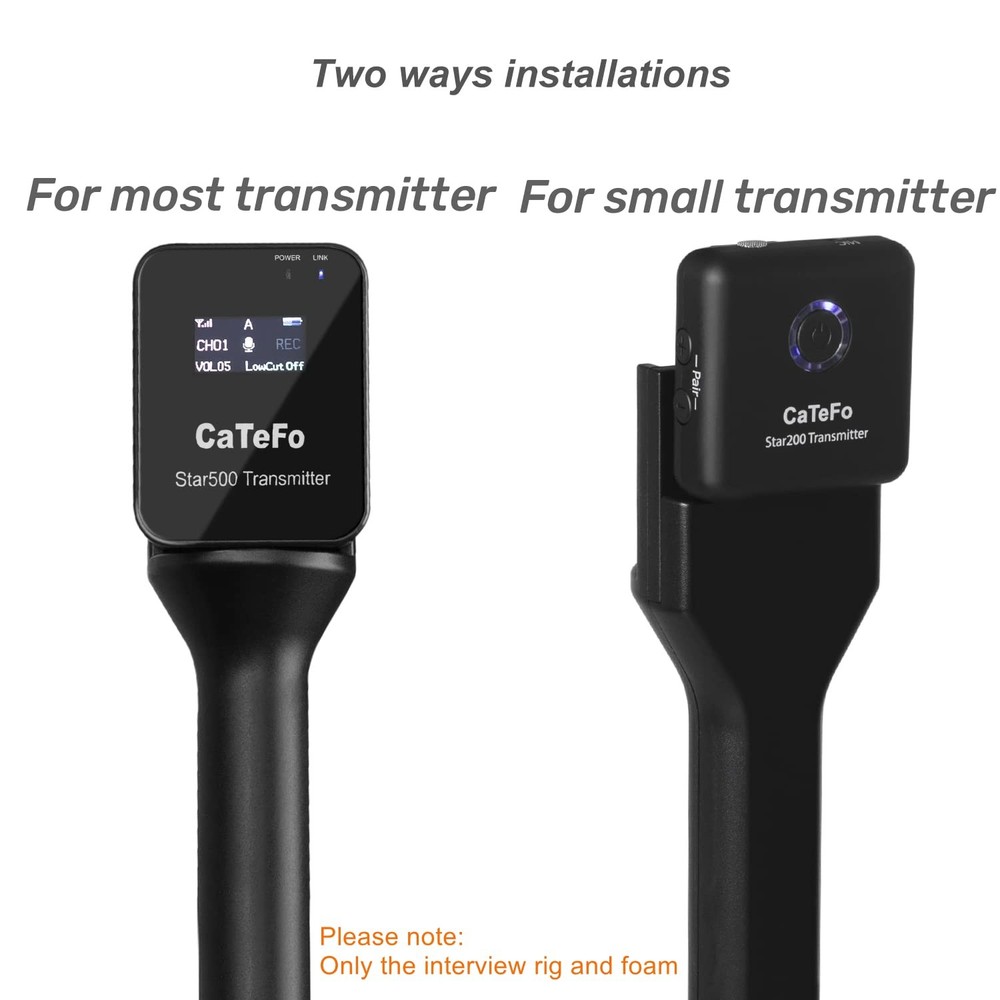 CaTeFo Microphone Interview Handle GO Handheld Adapter with Black