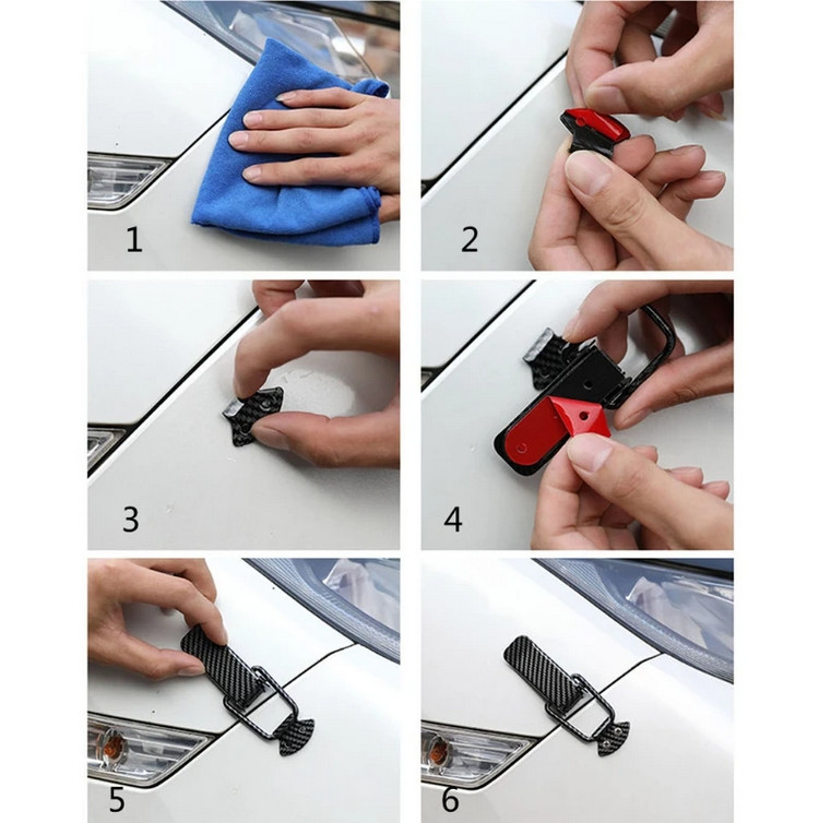 Carbon Fiber Look Car Bumper Fixed Clip Security Hook Lock Fast Release Fastener