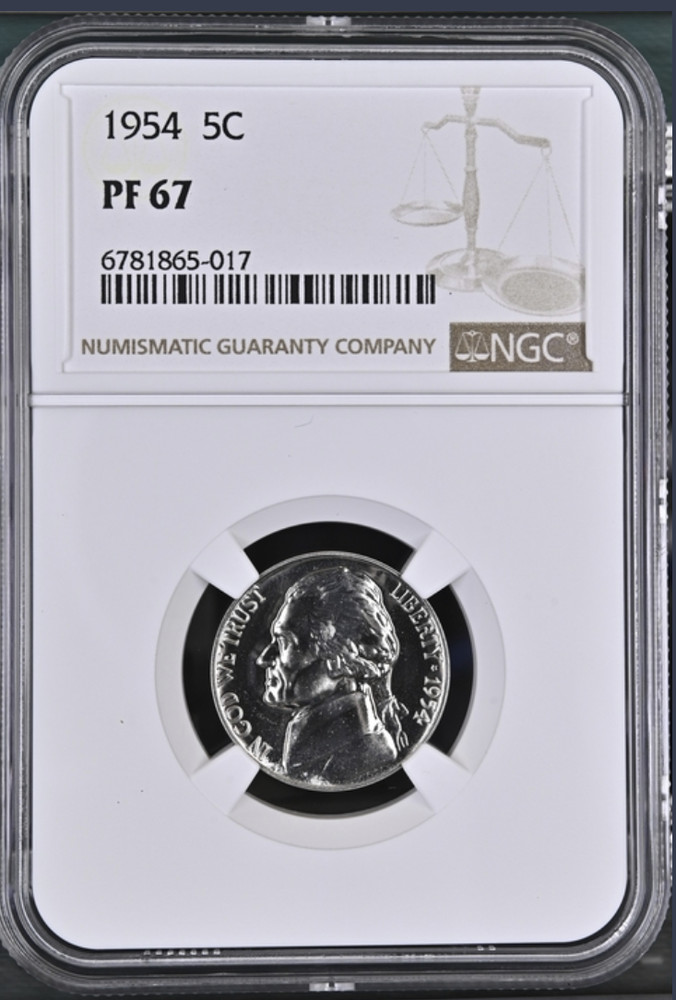 1954 Jefferson 5¢ NGC PF 67