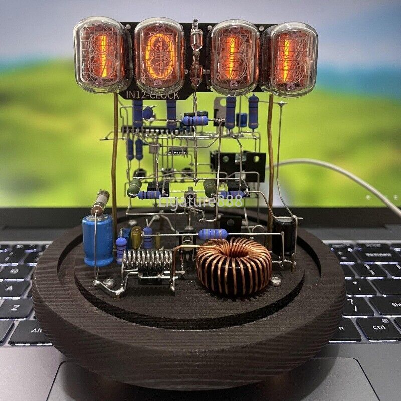 Classic Vintage IN-12 Nixie Tube Clock Kit DIY Unassembled w/ Glass Case Remote