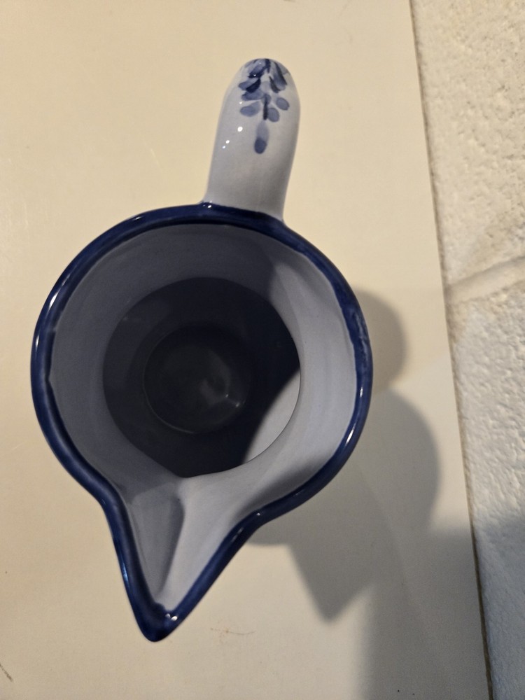 Blue Ceramic 5" Milk Jug Small Used Good Condition