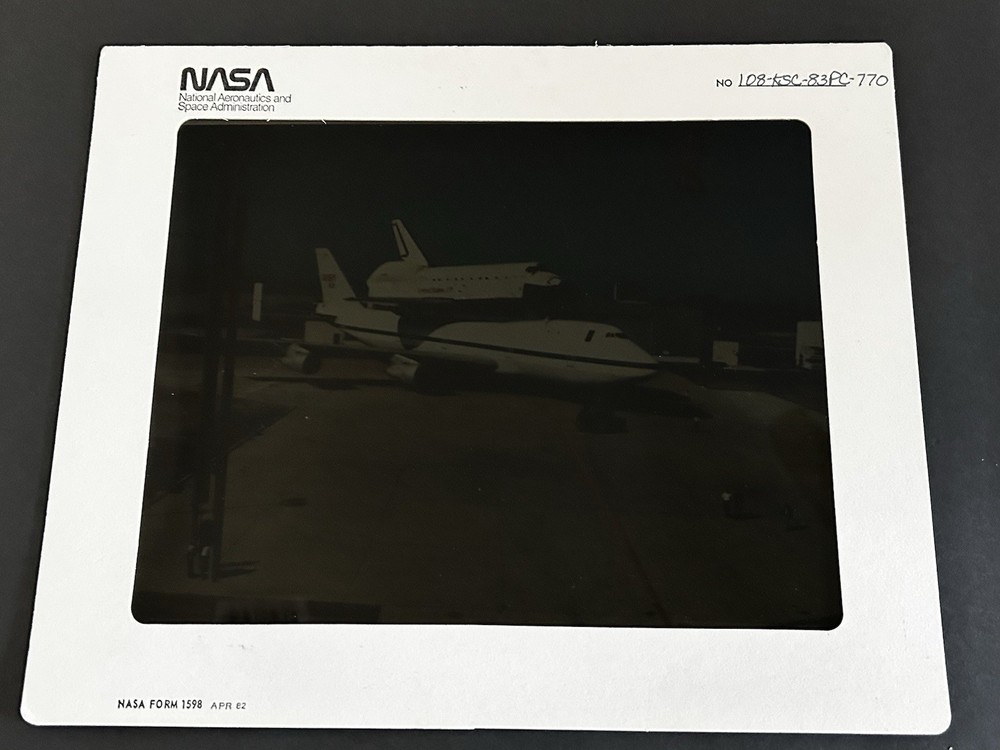 1983 NASA KSC Space Shuttle Discovery Aboard 747 Presentation Transparency