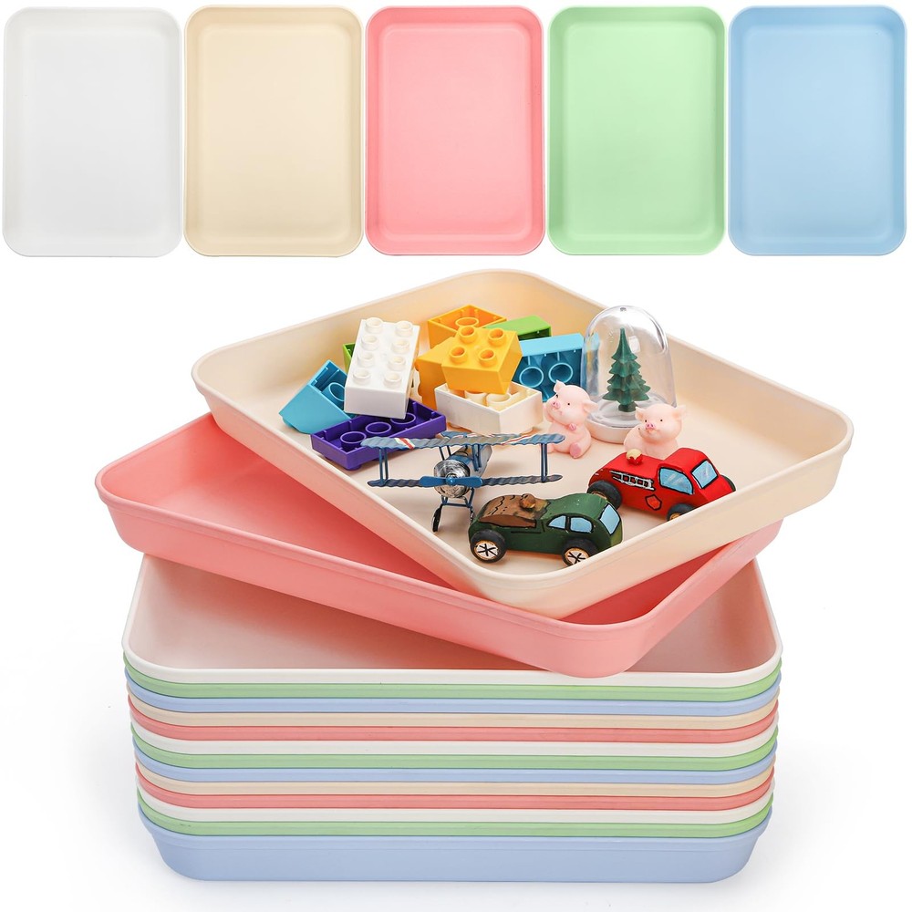 15 Pack Plastic Art Trays, Deep Activity Sand Serving Trays, Stackable Spill-...