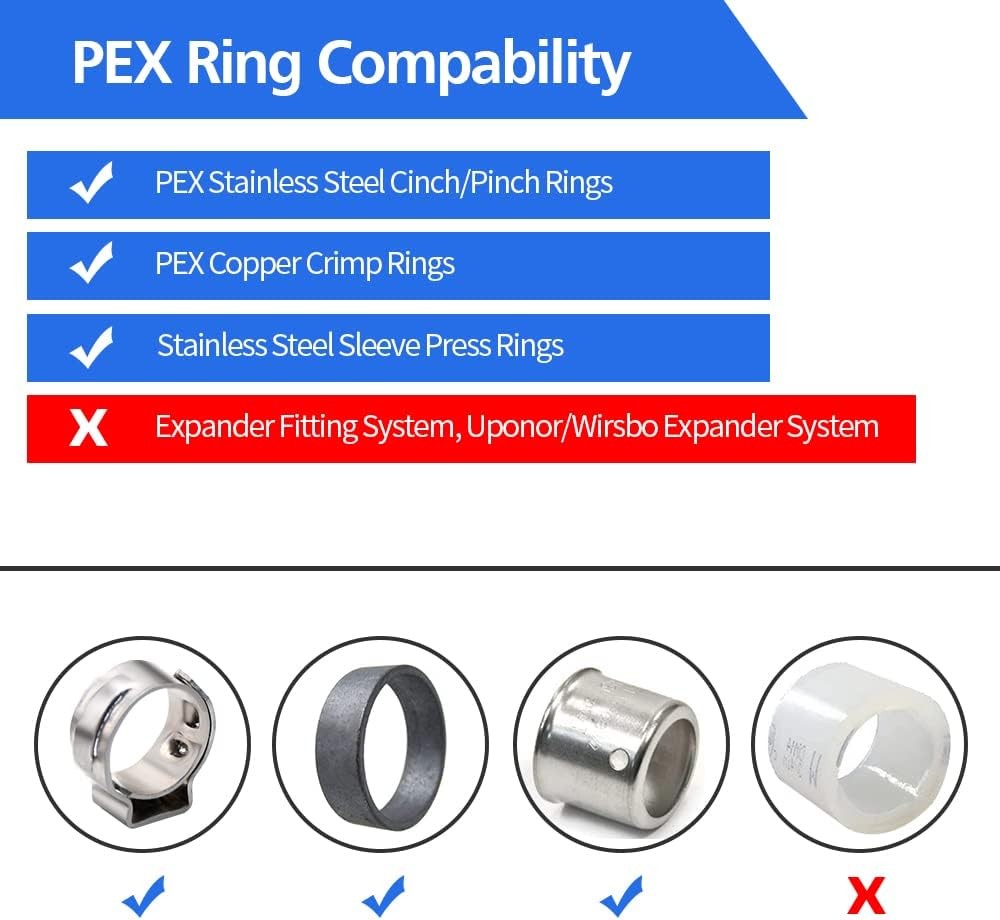1/2" Poly PPSU Barb Crimp PEX Fitting, 30pcs 1/2 Combo, 30pcs, Black