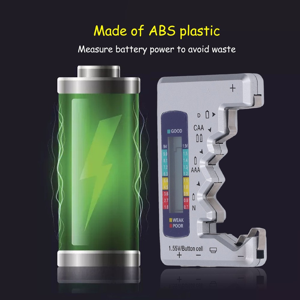 Digital Battery Tester LCD Screen Button Cell Battery Checker Silver