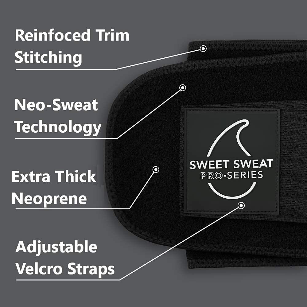 Sweet Sweat Waist Trimmer Pro - Black / White XL XXL (56 x 9.5") 3.5 - 4mm thick